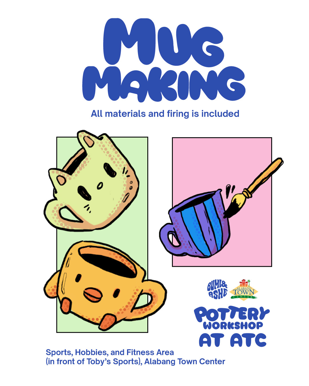 Pottery, Rug Making, and Jewelry Making at ATC, Sports, Hobbies, and Fitness Area (in front of Toby's Sports).