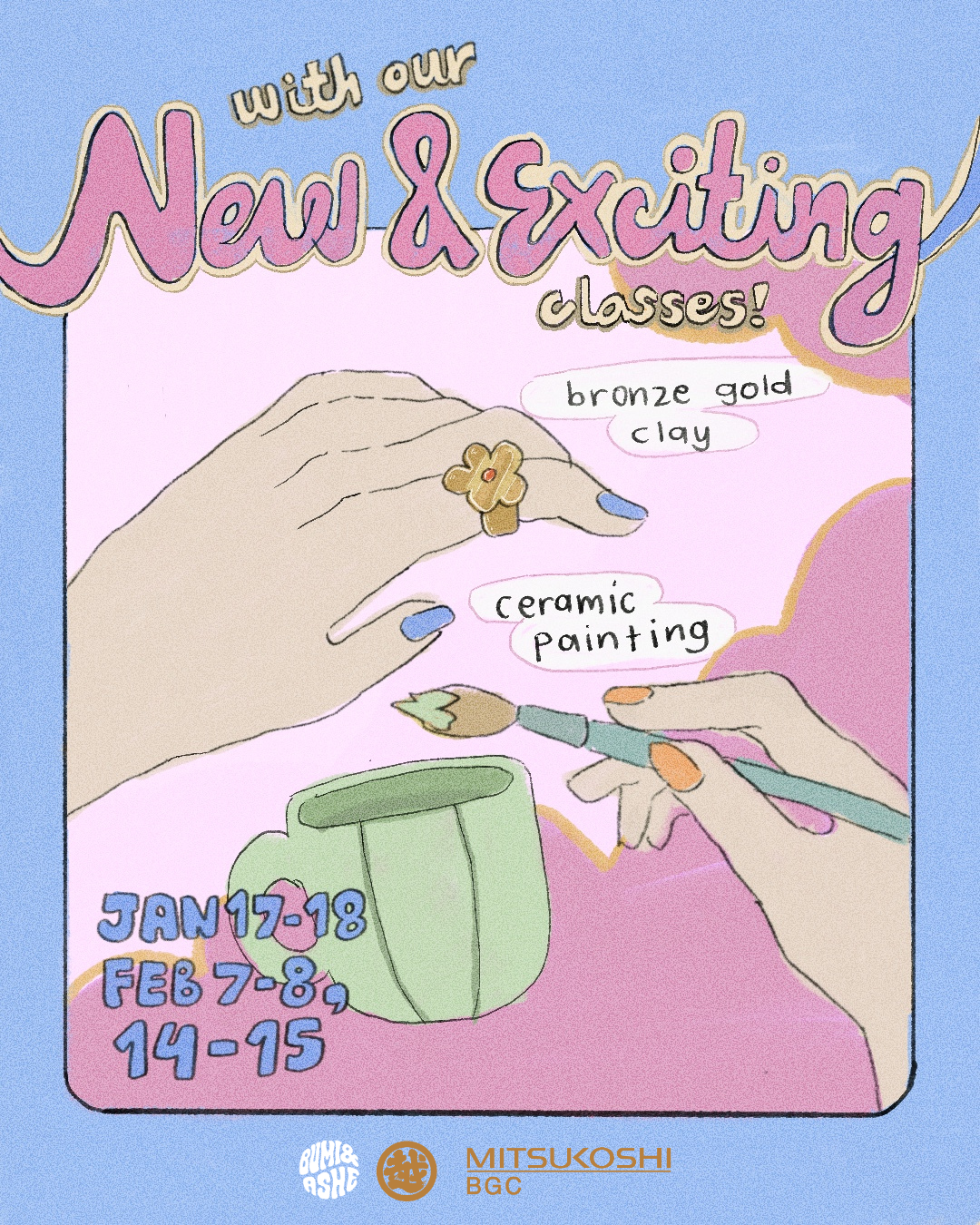 Pottery, Tufting & Bronze Gold Jewelry Workshops at Mitsukoshi BGC