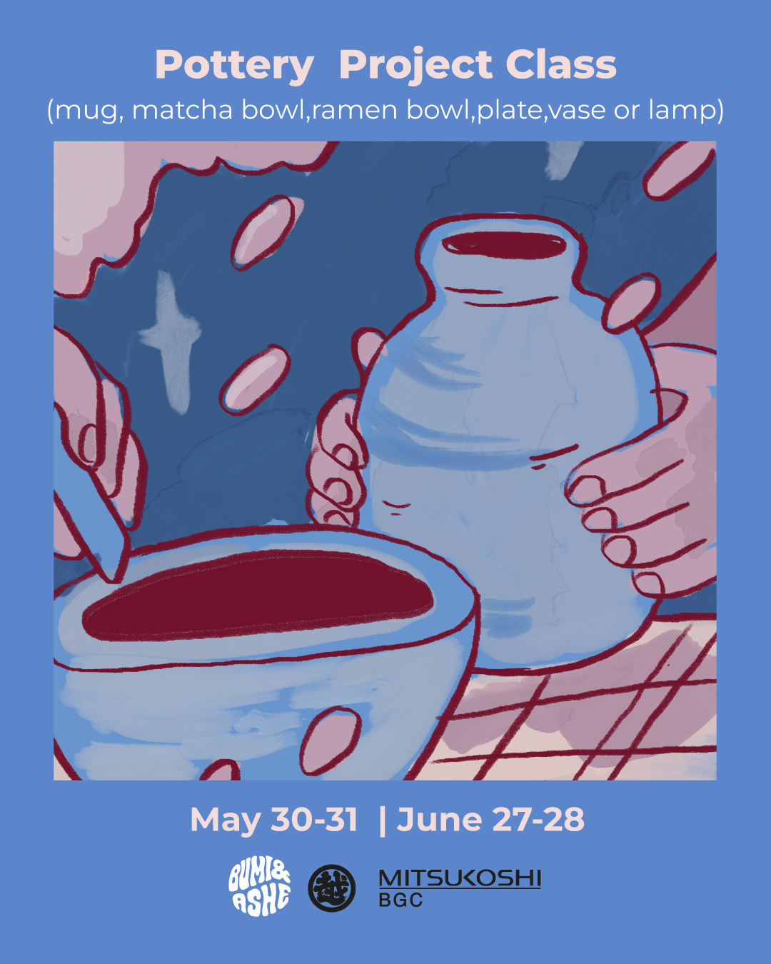 Pottery, Tufting & Metal Clay Workshops at MITSUKOSHI BGC May & June