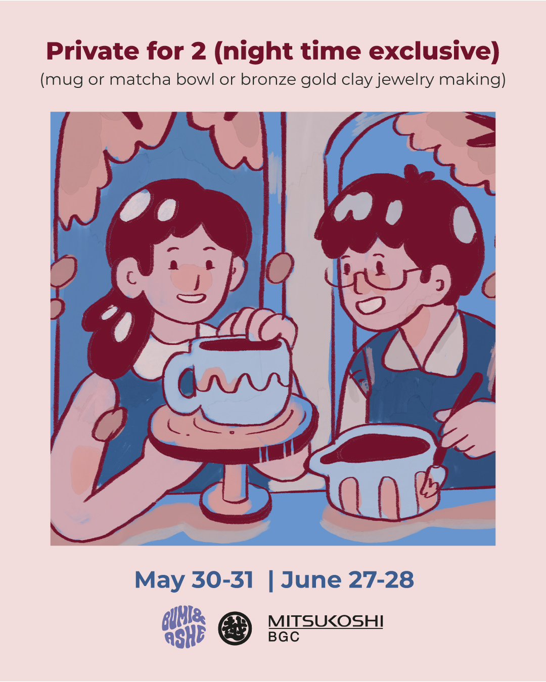 Pottery, Tufting & Metal Clay Workshops at MITSUKOSHI BGC May & June