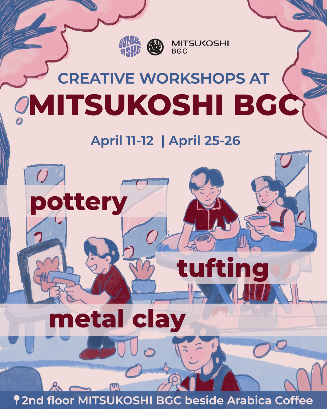 Pottery, Tufting & Metal Clay Workshops at MITSUKOSHI BGC